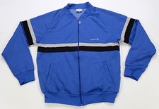 Rare VTG ADIDAS Spell Out Trefoil Striped Full Zip Sweatshirt Jacket 80s Blue L