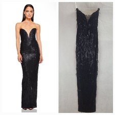 NWT Nookie Karma Gown Women's (XS) Black Sequin Strapless Deep V--$369