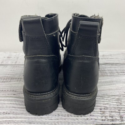 Harley Davidson Women Black Leather Lace Up Zip Riding Boots Sz