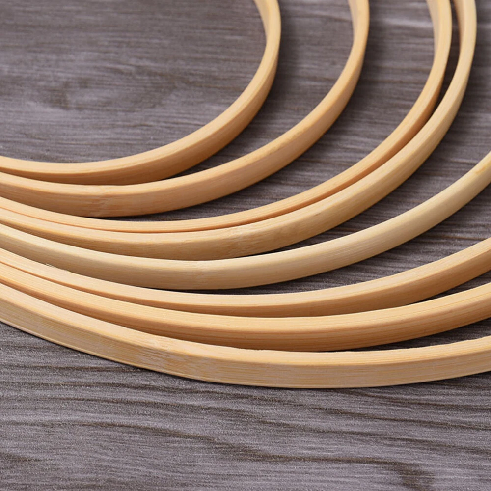 12 Pcs Bamboo Michaels Wooden Hoop Embroidery Hoops Round Macrame Rings