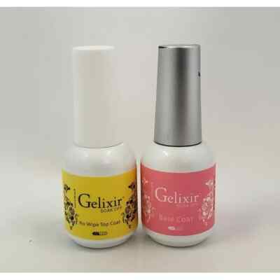 Gelixir Soak Off Gel Base Coat & No Wipe Top Coat Duo LED/UV .5oz 