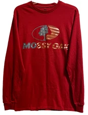 NWT T SHIRT MOSSY OAK PATRIOTIC USA FLAG LOGO PATRIOT SIZE M CREW NECK L SLEEVE