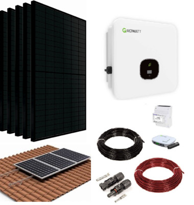Solaranlage 10530W Hybrid PV-Anlage Komplettpaket Full Black 405W Growatt 3Phase