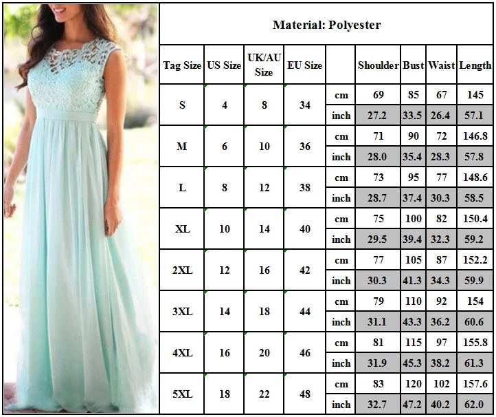 Damen*Spitze Lang Maxi Abendkleider Sommerkleid Party Ball Hochzeit Brautjungfer - Bild 2 von 4