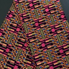 African fabric, Ankara fabric, Gold glitter Pink kente print fabric