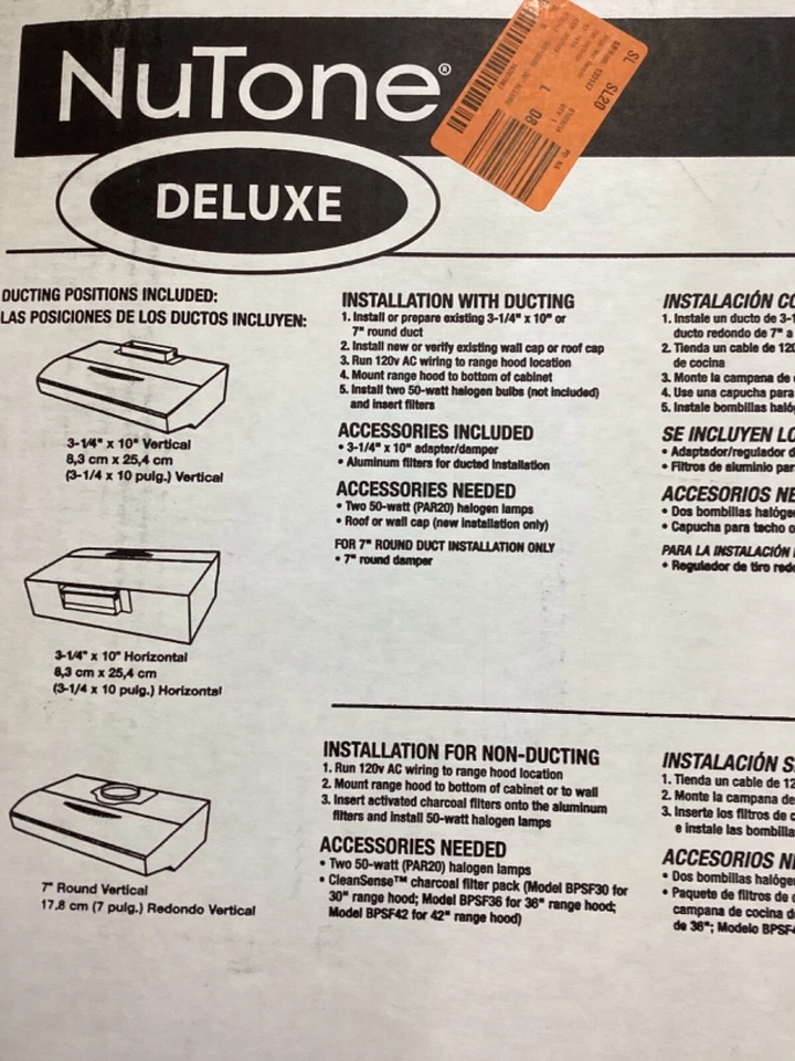 Campana extractora Nutone de acero inoxidable 30" WS130SS Foto 2 de 4