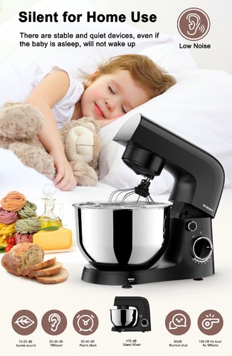 SVEWT 1500W Food Mixer, w/5.5QT Stainless Steel Bowl, Beater and Whisk,10 Speeds - Bild 4 von 7