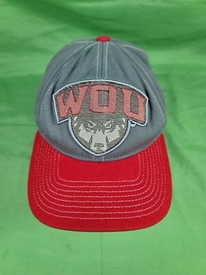 Western Oregon University Wolves Authentic  Zephyr Hat WOU Gray & Red - Football