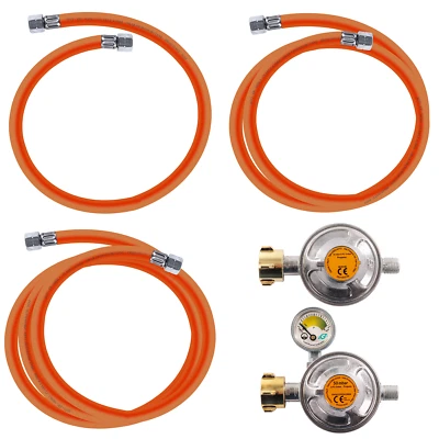PANORAMA24 Gasschlauch Druckminderer Regler Manometer 50mbar Propangasschlauch 80 150 200cm