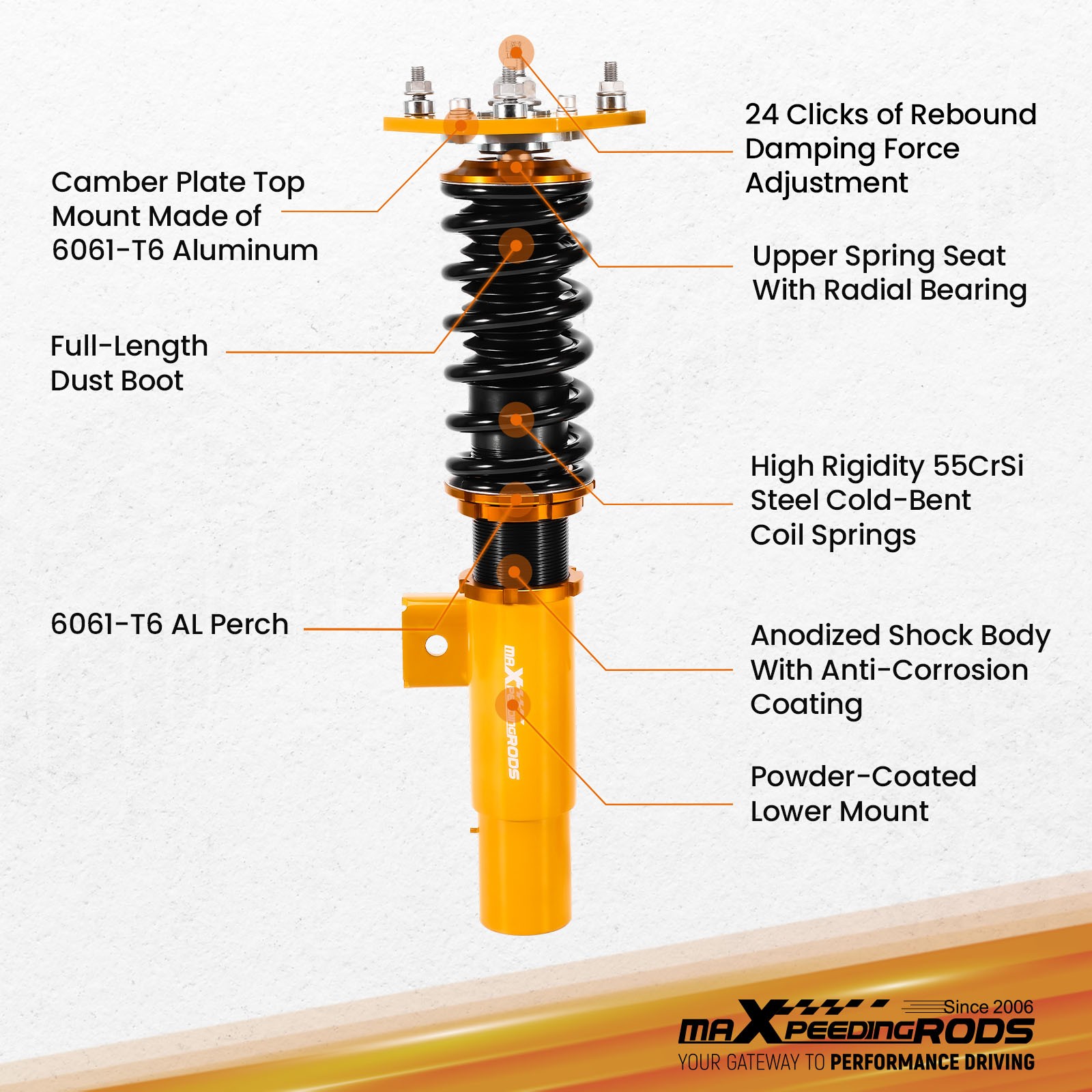 MaXpeedingrods 24단 코일오버 서스펜션 키트 (폭스바겐 제타 MK5 MK6 06-17용) 3