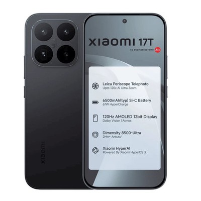 Xiaomi 17T 5G ( Black, 12GB-512GB) Dimensity 8500-Ultra NFC eSim Global Version.