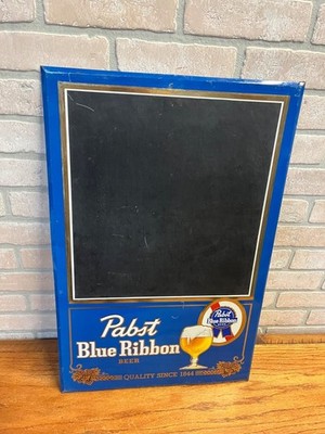 Vintage Pabst Blue Ribbon Beer Menu Board Tin Advertising Sign PBR Blue