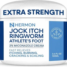 Hermon Jock Itch Cream: Ringworm Treatment for Humans, Athlete's Foot White