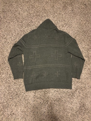 Pendleton Cross Motif Cotton Cardigan Knit Sweater Olive Green Size XL - Picture 5 of 8