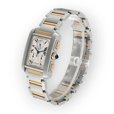 Cartier Tank Française Chronograph 28MM Two‑Tone Yellow Gold