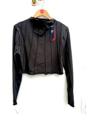 Reebok Classics Wide Seam Natural Dye Long Sleeve Top Black Womens Plus 1X 20W