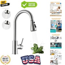 Kitchen Faucet with Pull Down Sprayer, Zero Leakage 3 Hole Brushed Nickel RV ...