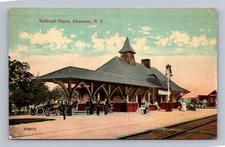 Antique New York Postcard ALTAMONT Railroad Depot Hudson River 1920