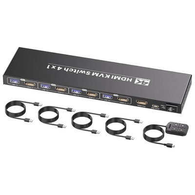 HDMI KVM Switch 4 Port 4K 60Hz USB 3.0 Monitor Mehrfach-Computer Umschalter