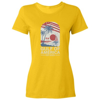 Gulf Of America Est 2025 Trump Tee - Vintage Beach Ladies' Crewneck T-Shirt