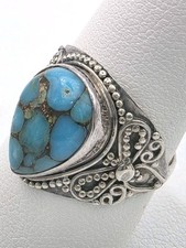 Solid Sterling Silver 925 Turquoise Ring Size 8 Gift