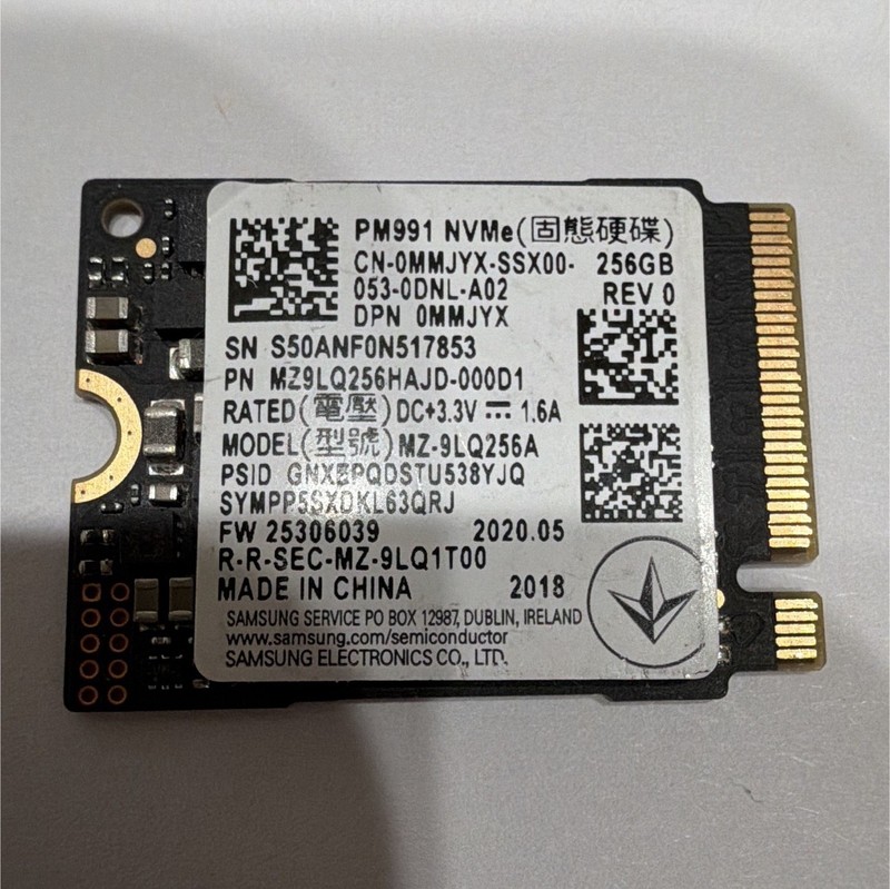 Samsung PM991 256GB M.2 2230 NVMe Internal SSD Black MPN MZ9LQ256HAJD-000D1