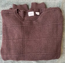 Vintage Arrow Sweater Mens XXL Dark Brown Cotton Windowpane Knit Pullover 90s