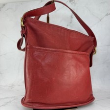 COACH Old Leather Bucket Bag Red Glove Tanned Vintage Authentic Ladies Crossbod