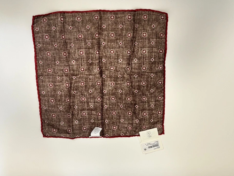 BRUNELLO CUCINELLI BOLSO QUADRADO LENÇO LINHO MISTURA DE ALGODÃO MASCULINO ITÁLIA - Imagem 2 de 2