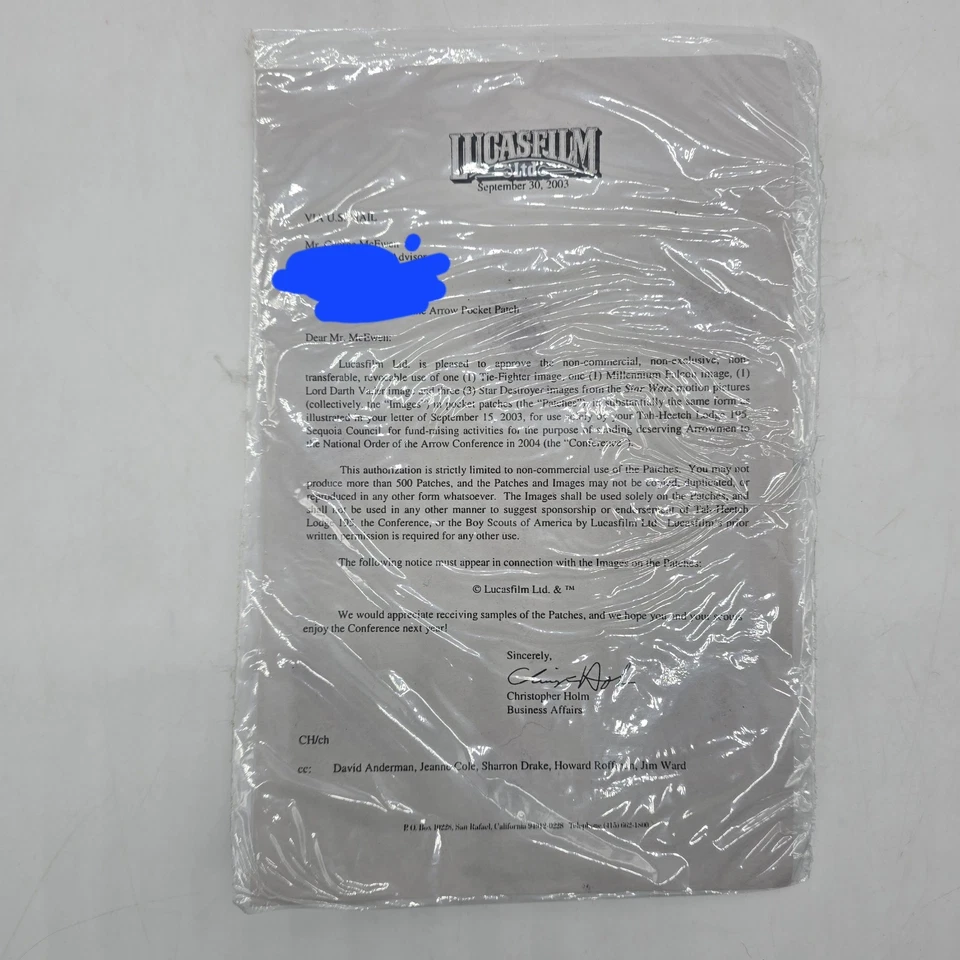 2004 BSA Boy Scout OA NOAC Star Wars Patch Set Sequoia TAH-HEETCH 195 Vader COA - Image 2 of 3