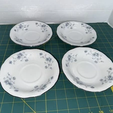 Johann Haviland Bavaria Germany, Blue Garland 6" Cup Saucers Set of 4