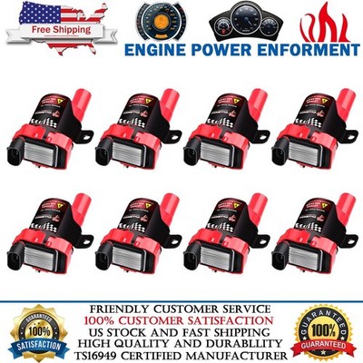 8 Pack Red High Performance Ignition Coils For GMC Chevy C1251 D585 4.8/5.3/6.0L