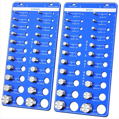 44 Thread Checker, Nut and Bolt Thread Checker - 22 Standard & 22 Metric Sizes,