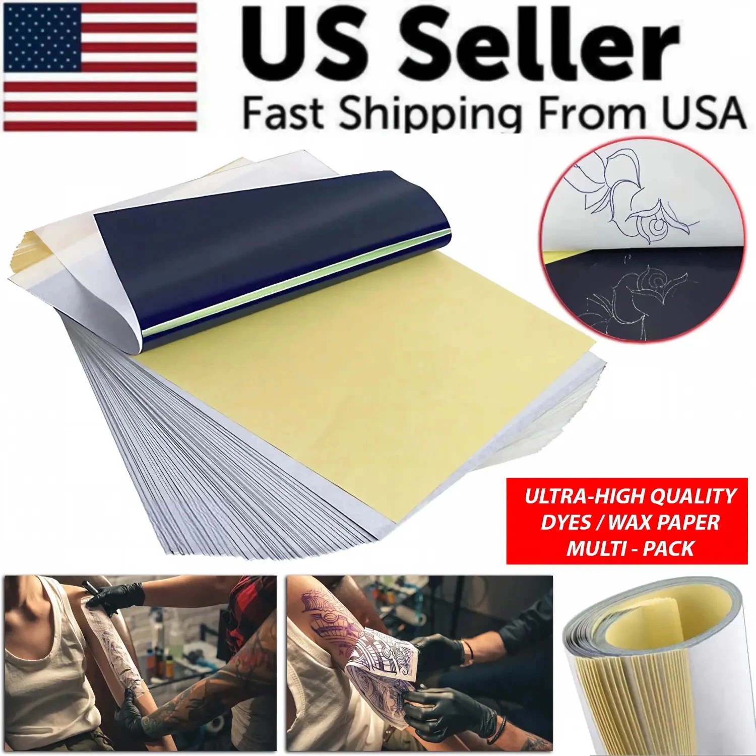 Tattoo Transfer Paper Stencil Carbon Thermal Tracing Hectograph Supplies Sheets image 1