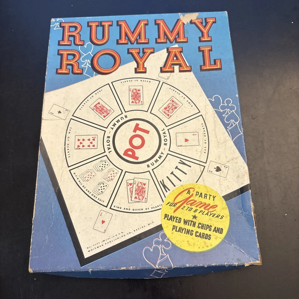 VINTAGE 1937 Rummy Royal Game 1 Mat & Box Large 30"x30" Whitman - Image 3 of 3