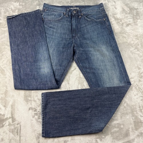 Lacoste Mens Straight Leg Jeans Blue Medium Wash Denim Size 30