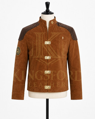 Men's Brown Suede Sci Fi Warrior Jacket Custom Made Bespoke Leather Coat