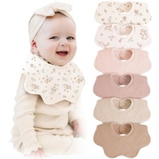 6-Pack Muslin Baby Bandana Bibs, Drool Bibs for Girls  Boys