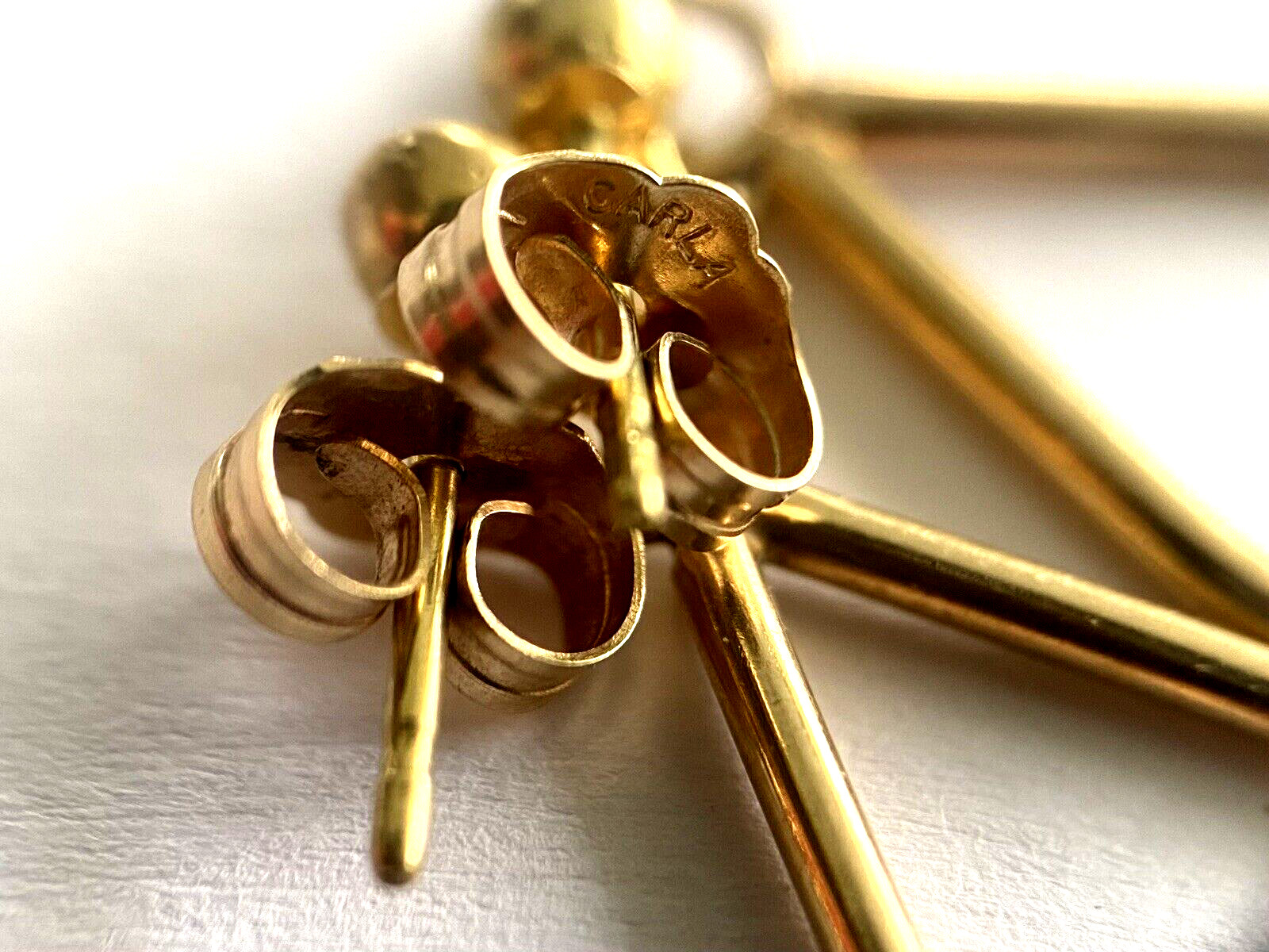 14K Solid Yellow Gold Pierced Dangle Drop Ladies … - image 8