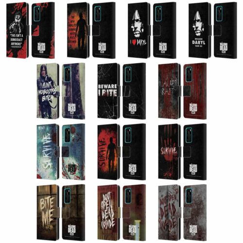 OFFICIAL AMC THE WALKING DEAD TYPOGRAPHY LEATHER BOOK CASE FOR HUAWEI PHONES 4 - Afbeelding 1 van 19