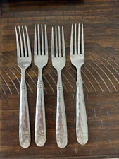 4 Cambridge REVOLUTION MIRROR Dinner Forks Stainless Steel Hammered Flatware