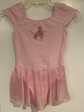 Girl Jacques Moret Rhinestone Ballet Pink Skirtall Dance Leotard M 8-10