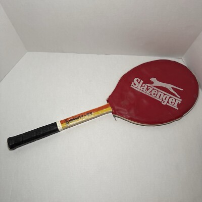 Raquette De Tennis Vintage Slazenger Challenge - Bois - Années 60 - Avec Housse - Fabriquée UK