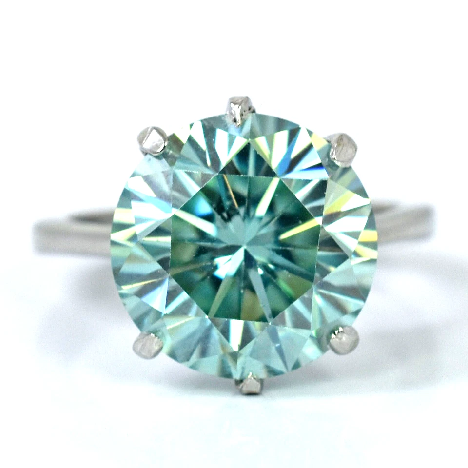 Anillo de diamantes azules VS1 naturales certificados de 5,5 quilates para regalo de aniversario en plata 925 Foto 2 de 4