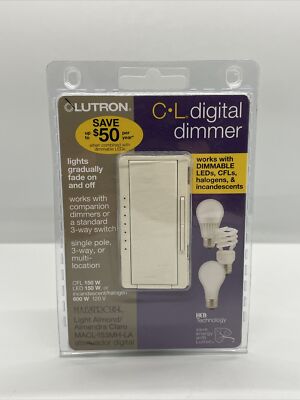 Lutron MACL-153MH-LA Maestro Light Almond 150W  1.25A 3-Way Dimmer Switch