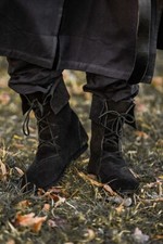 Mittelalter Wikinger LARP Pirat Stiefel Leder braun oder schwarz mit Stulpe