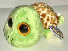 TY SANDY GREEN TURTLE WITH WALKING FEET REG BEANIE BOOS-NEW, PURPLE TAG-RETIRED