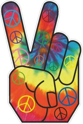 3M Tie Dye Peace Fingers Reflective or Matte Vinyl Sticker Retro Hippy Peace Sign