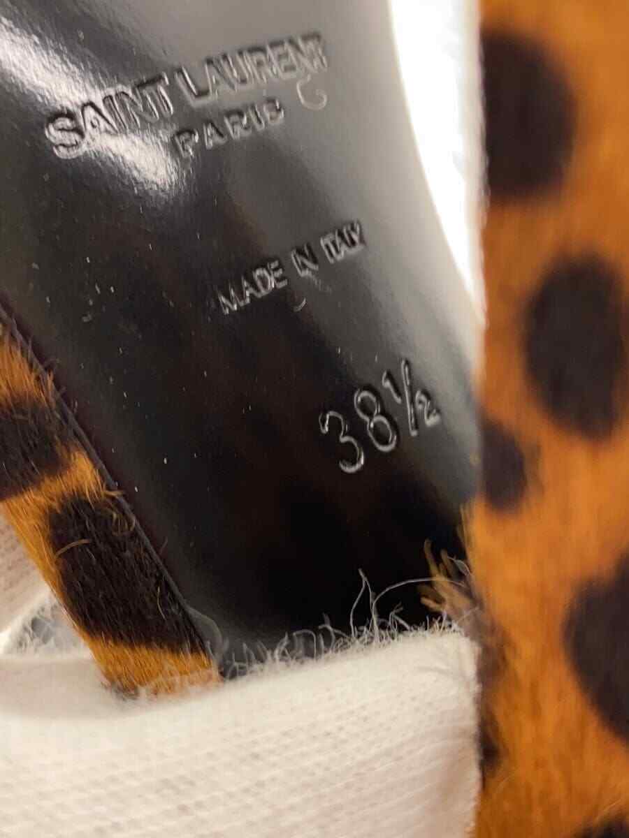 Sandali Saint Laurent donna punta quadrata stampa leopardata cinturino alla caviglia taglia 38 5