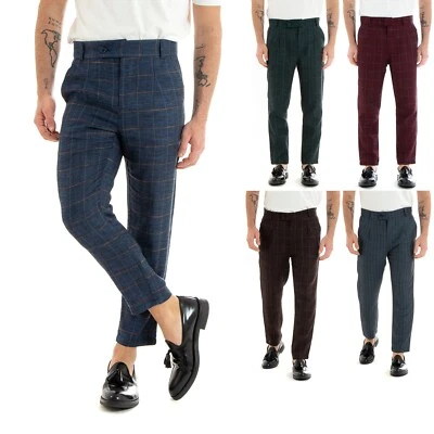 Pantalons Homme Lin Classique Vestimentaire Écossais Différentes Couleurs Giosal - Photo 1/2